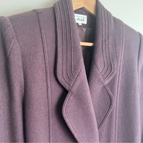 Vintage Double-Breasted Dark Plum/Brown Wool Coat by Original Good Elegance Sz 7 - Picture 2 of 6